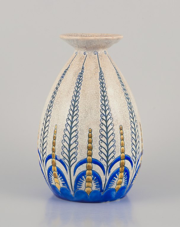 Charles Catteau for Boch Freres Keramis, Belgien. Stor Art Deco keramikvase.