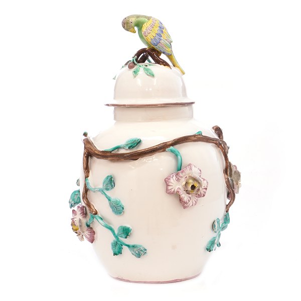 Lidded faience vase by Marieberg, Sweden. Signed circa 1770. H: 40cm