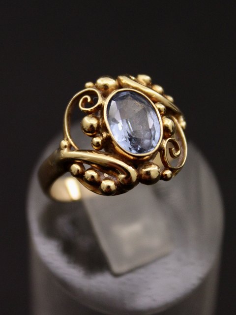 14 karat vintage guld ring med aquamarin