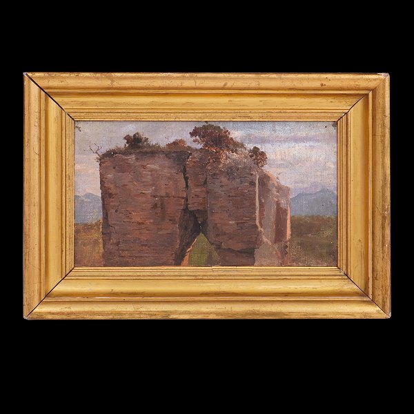 Harald Jerichau, 1851-78, oil on canvas. Study of a aquaduct circa 1870. Visible 
size: 16x27cm. With frame: 25x36cm