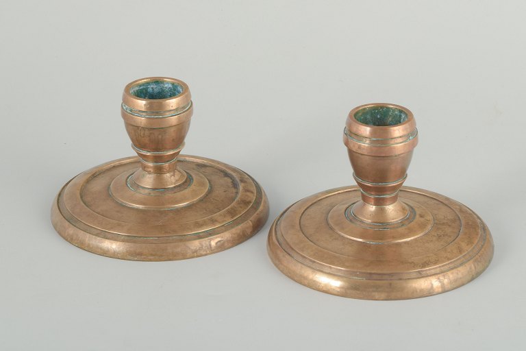 CAWA
Pair of brass candlesticks, Art Deco, 1940s.