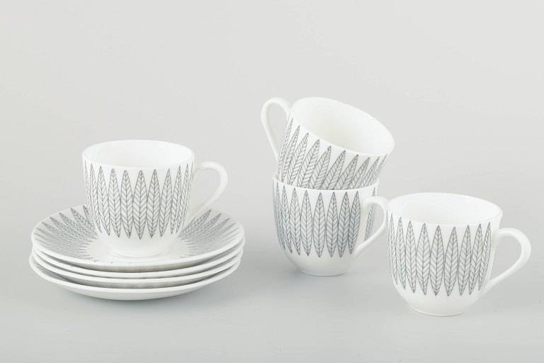 Stig Lindberg for Gustavsberg
4 cups and saucers “Salix”, mid-20th century.