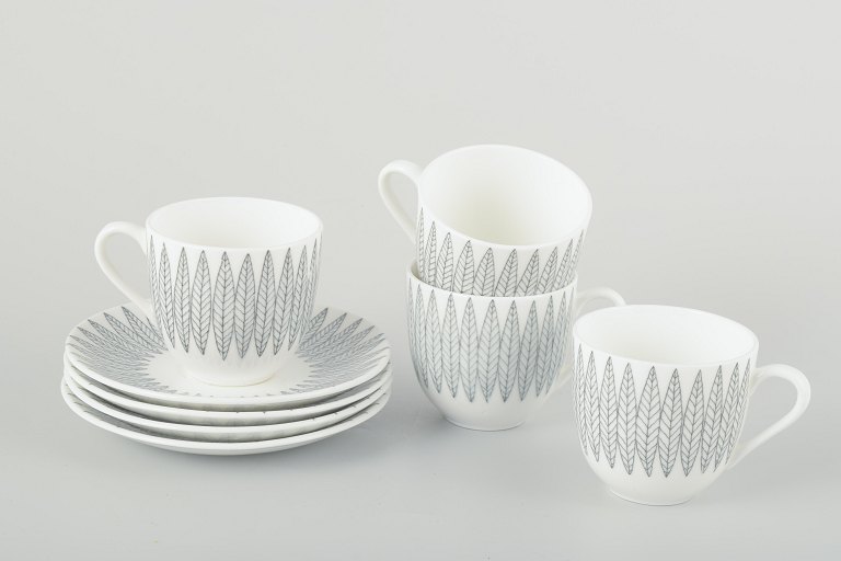 Stig Lindberg for Gustavsberg
4 cups and saucers “Salix”, mid-20th century.