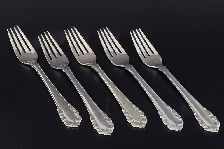 Georg Jensen5 frokostgafler, “Liljekonval”, efter 1944.