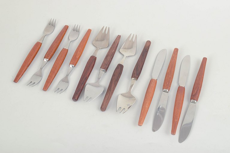 Swedish Lunch Cutlery Set for 4, Teak and Stainless Steel.