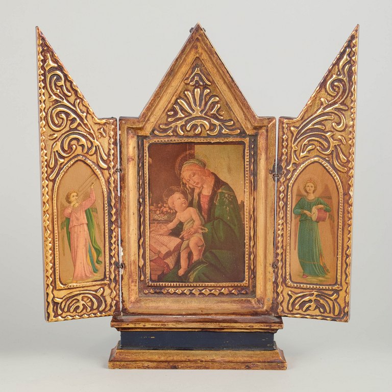 Antique Russian icon triptych, 19th century.