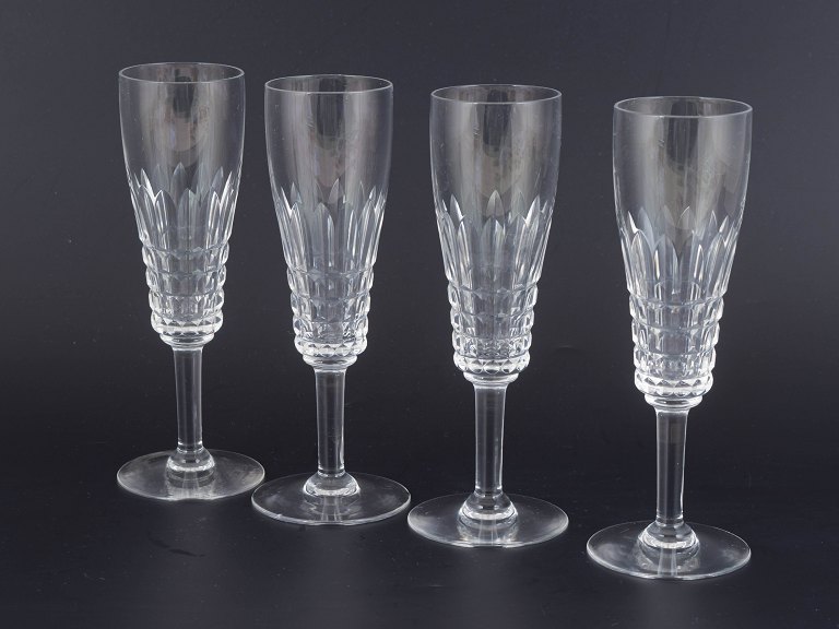 French Crystal, Set of 4 Champagne Glasses.