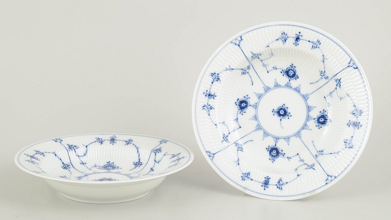 Royal Copenhagen Musselmalet Riflet dybe tallerkener, sæt af to.