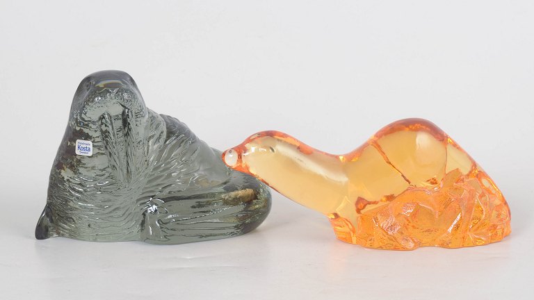 Paul Hoff for Kosta Boda/Orrefors,  two glass figurines.