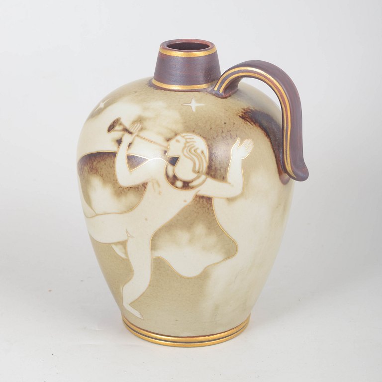 Gunnar Nylund for ALP Lidköping, flambe vase with Dahl decoration.