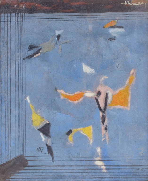 French abstract painting with bird motif.