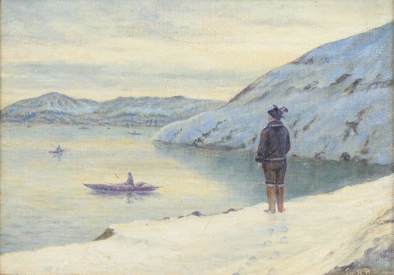 Emanuel A. Petersen, oil painting, listed Danish visual artist.