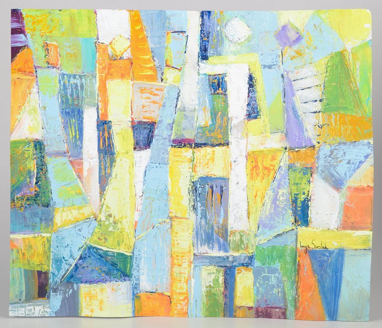 Lucja Szostak, oil on paper, listed Polish visual artist.