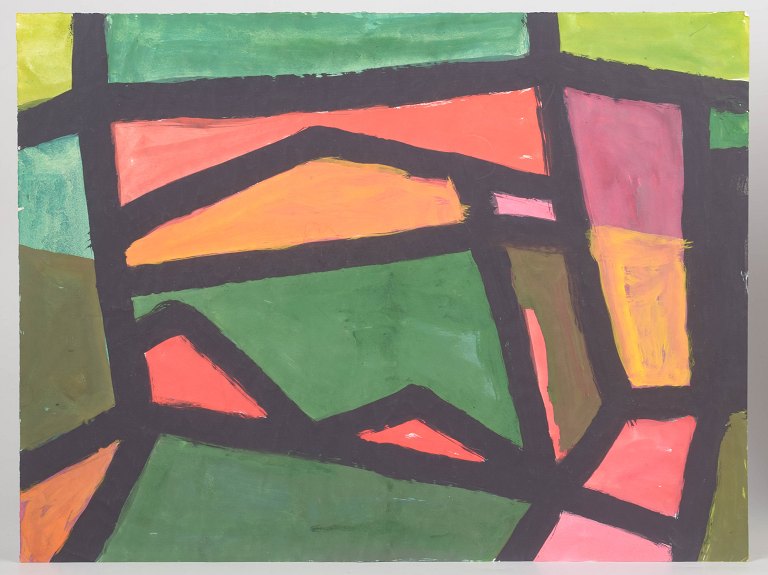 Fritz Keller, abstract oil painting on paper, listed German visual artist.