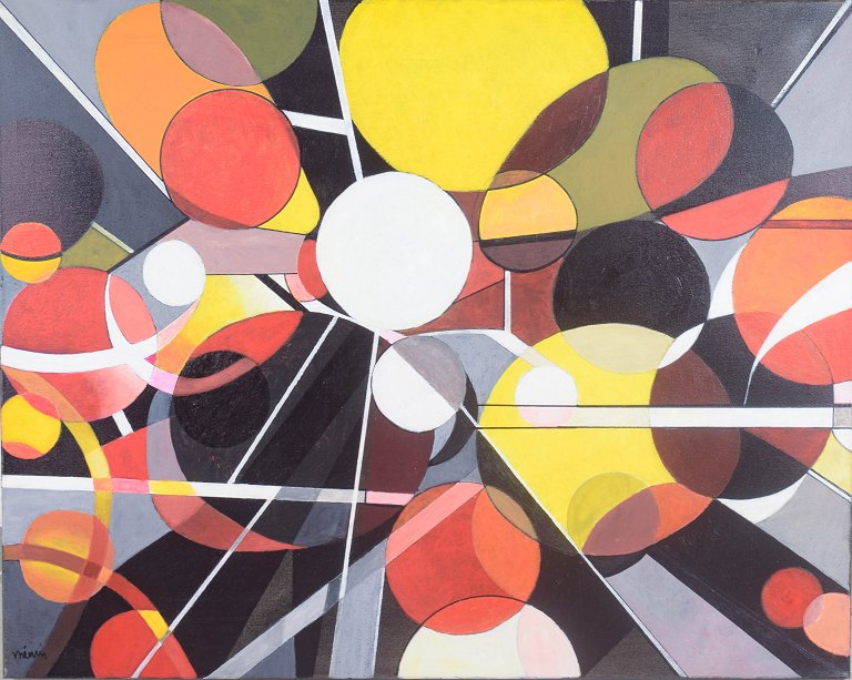 French artist, oil on canvas, "Cosmos Imaginaire".