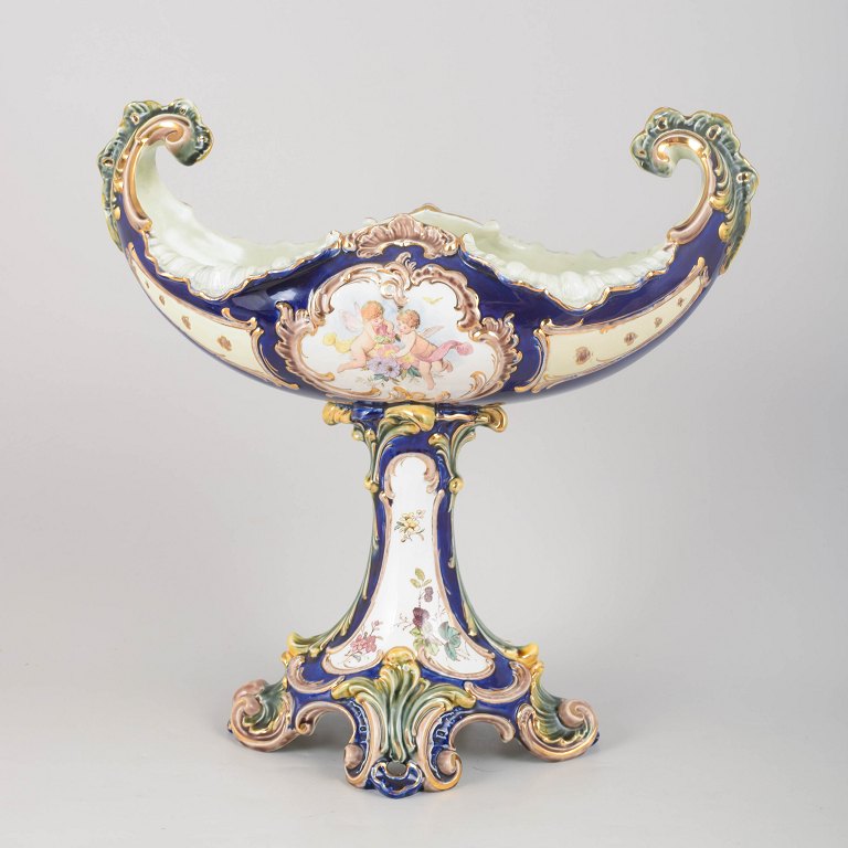 VILLEROY & BOCHStor majolika-jardiniere på fod, Centraleuropa.