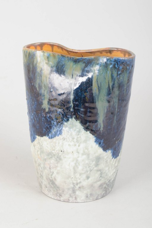 European studio ceramicist, unique stoneware vase.
